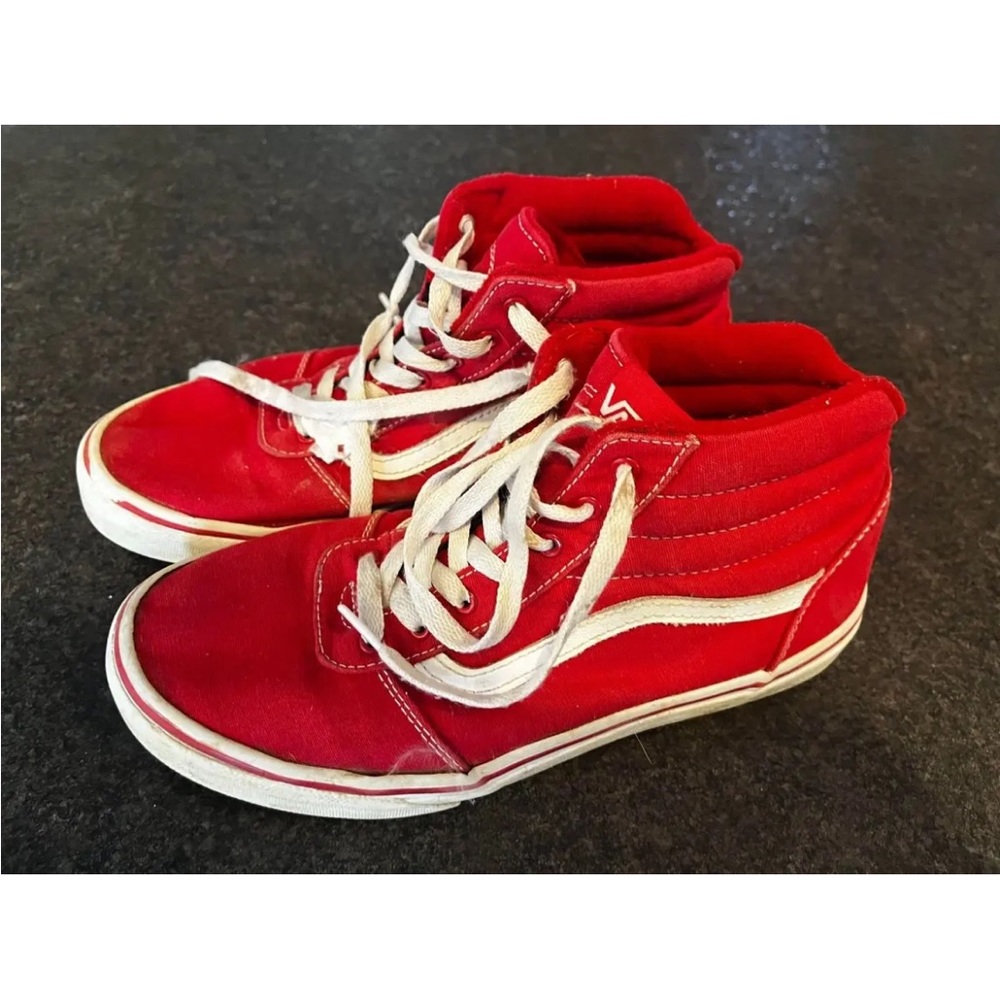 Vans youth size 6 red mid top sneakers